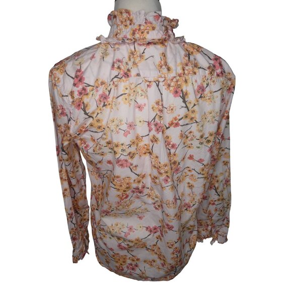 J. Crew Classic Fit Ruffle Neck Shirt Punk Cherry Blossoms - Picture 4 of 7